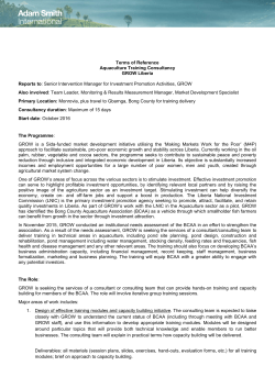 Terms of Reference Aquaculture Training Consultancy GROW