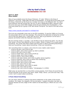 Life by God`s Clock Ecclesiastes 3:1-15 - Media