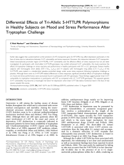 Differential Effects of Tri-Allelic 5-HTTLPR Polymorphisms