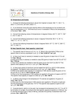 Questions Of Transfer Of Energy: Heat