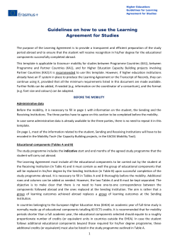 Guidelines on how to use the Learning Agreement for Studies