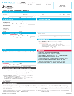 Sequenom/RML Requisition - Regional Medical Laboratory