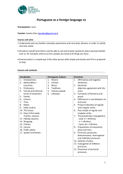 Portuguese as a foreign language A1