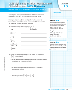 Multiplying and Dividing Fractions and Mixed Numbers Let`s Measure