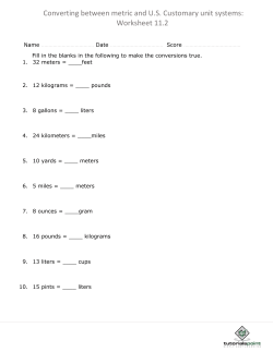 Converting between metric and US Customary unit