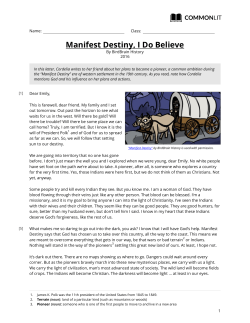 CommonLit | Manifest Destiny, I Do Believe