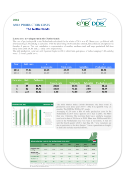 MILK PRODUCTION COSTS The Netherlands