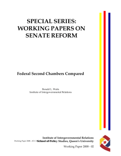 SPECIAL SERIES: WORKING PAPERS ON SENATE REFORM
