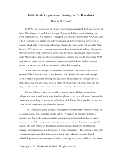 Public Benefit Organisations - National Center on Philanthropy and