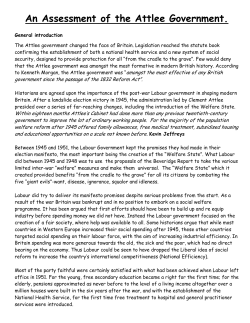 An Assessment of the Attlee Government.