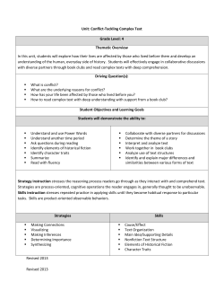 Unit 4 Reading Tackling Complex Text 2013