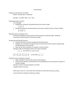 Fraction Notes Finding a Fractional Part of a Whole Whole