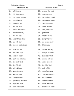 Sight Word Phrases List
