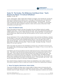 Study 10: The Exodus, The Wilderness And Mount Sinai: &ldquo;God`s