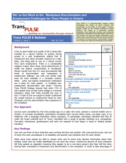 Trans PULSE E-Bulletin We`ve Got Work to Do: Workplace