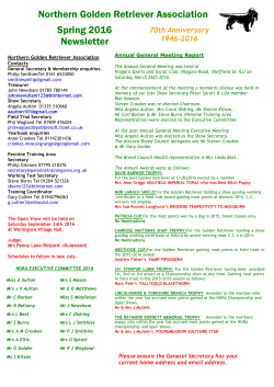 Spring 2016 Newsletter Northern Golden Retriever Association