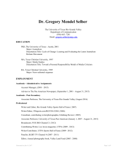 Dr. Gregory Mendel Selber - University of Texas Rio Grande Valley