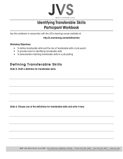 Identifying Transferable Skills Participant Workbook