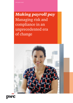 Making payroll pay Managing risk and compliance in an