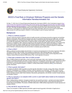 EEOC`s Final Rule on Employer Wellness Programs and the Genetic