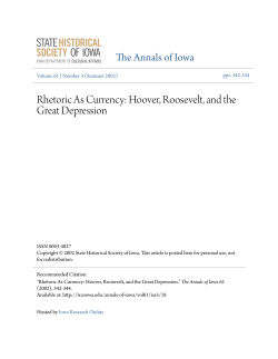 Rhetoric As Currency: Hoover, Roosevelt, and the Great Depression