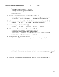 SBI3U Quiz Chapter 2 &ndash; Simple to Complex /25 Name: 1. Eukaryotic
