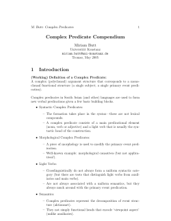 Complex Predicate Compendium