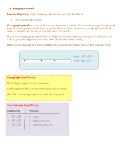 1.6 Paragraph Proofs - pacesetters team math Ms. Nelson