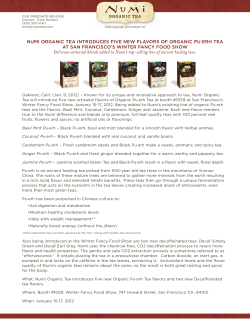 NUMI ORGANIC TEA INTRODUCES FIVE NEW