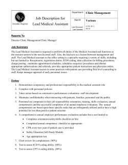 Job Description for Lead Medical Assistant