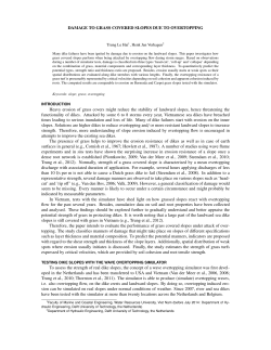 Damage to grass covered slopes due to overtopping