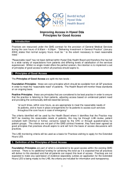 Improving Access in Hywel Dda Principles for Good Access