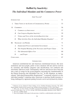 The Individual Mandate and the Commerce Power