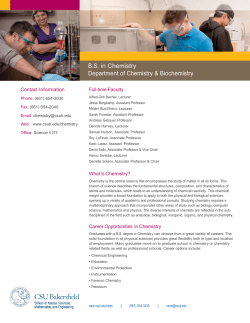 Fact Sheet for Chemistry Majors