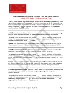 Literacy Design Collaborative: Template Tasks and Sample Prompts