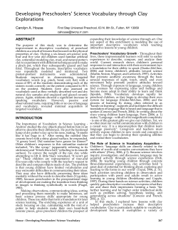 Developing Preschoolers` Science Vocabulary through Clay