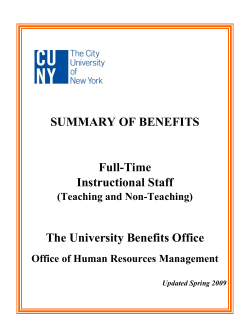 SUMMARY OF BENEFITS Full-Time Instructional Staff The