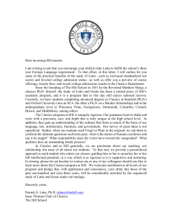 letter from The Hill Classics Department