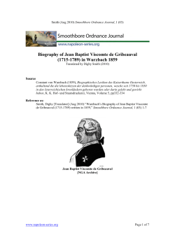 Biography of Jean Baptist Viscomte de Gribeauval (1715