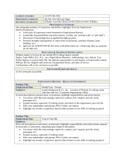 LEAVE BLANK Mr./Ms. First MI Last Name One paragraph summary