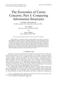 The Economics of Career Concerns, Part I: Comparing Information