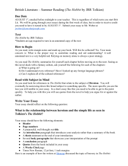 British Literature &ndash; Summer Reading (The Hobbit by JRR Tolkien)