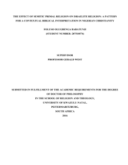 THE EFFECT OF SEMITIC PRIMAL RELIGION ON ISRAELITE