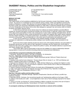 5AAEB007 History, Politics and the Elizabethan Imagination