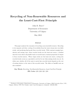 Recycling of Non-Renewable Resources and the Least-Cost