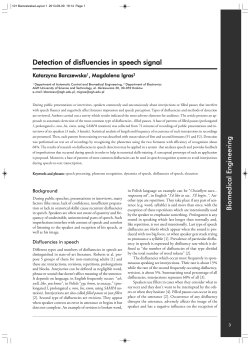 Biomedical Engineering Detection of disfluencies in speech signal