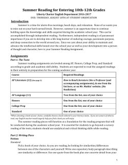 10th-12th Grade Summer Reading 2016-2017