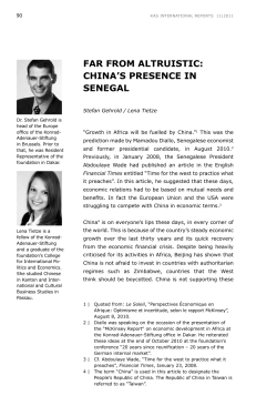 Far from altruistic: China`s presence in Senegal - Konrad