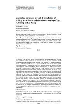Interactive comment on &ldquo;A 3-D simulation of drifting snow in the