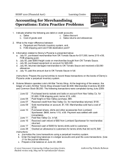 Merchandising Operations: Extra Practice